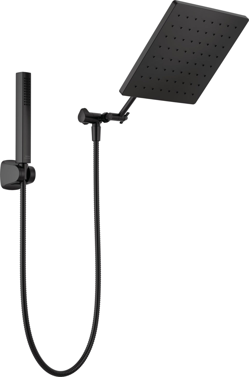 Delta matte black rain head for luxurious overhead shower