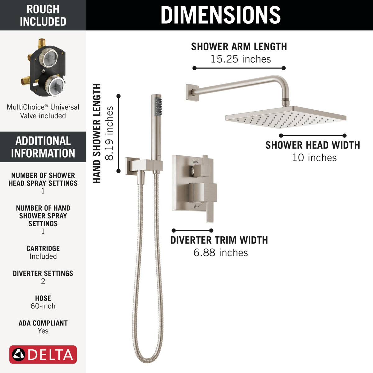 Delta Modern 14 integrated diverter trim streamlines control and reduces clutter