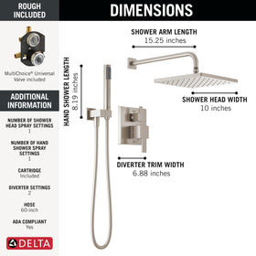 Delta Modern 14 integrated diverter trim streamlines control and reduces clutter