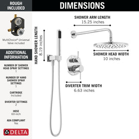 Delta Modern 14 Series integrated diverter trim for streamlined control.