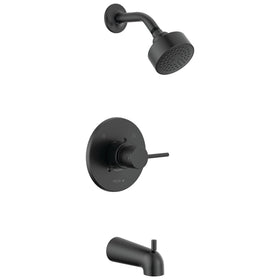 Delta Modern 14 Series matte black shower head with steady spray for a bold bath statement