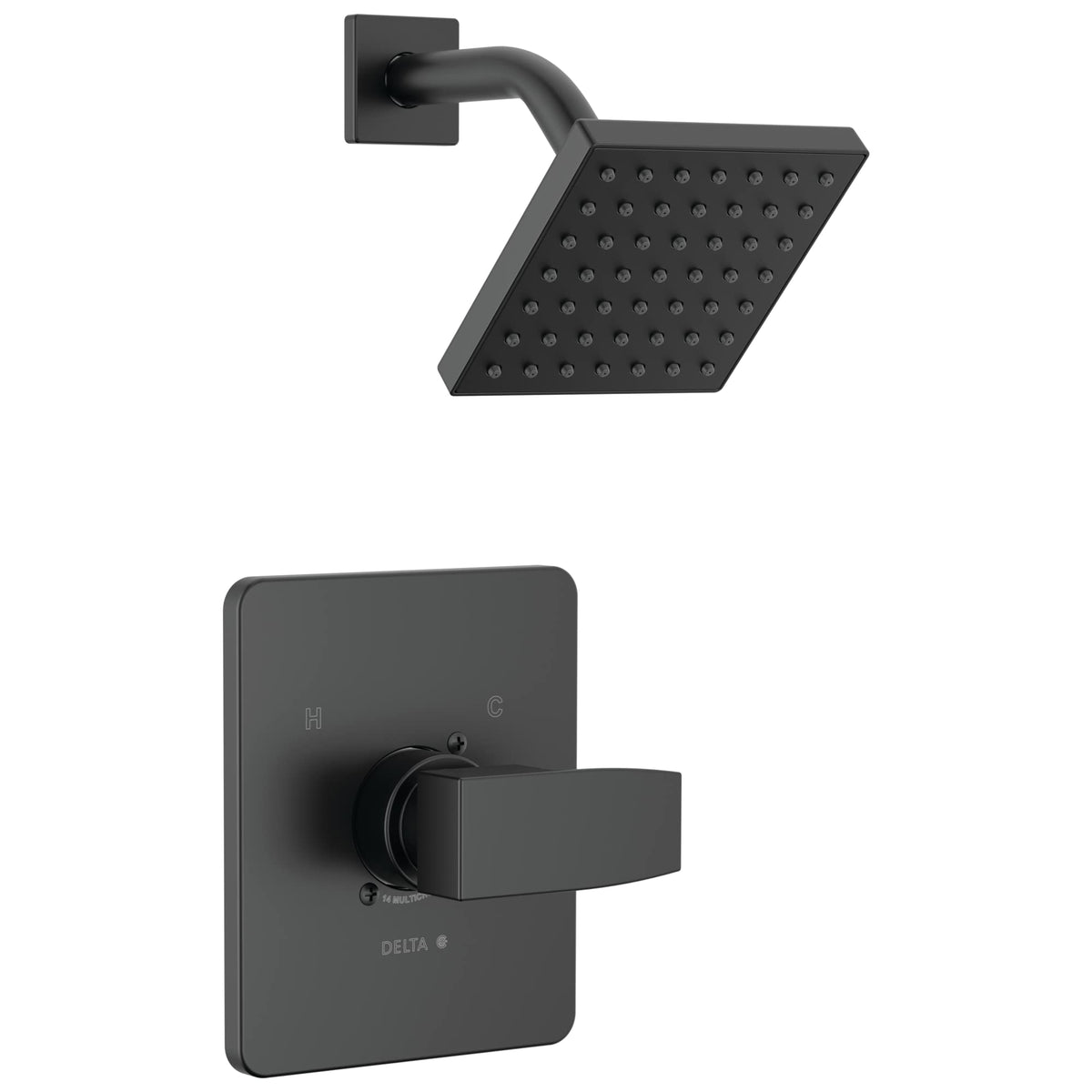Delta Modern 14 Series matte black showerhead with refreshing full-body spray