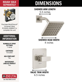 Delta Modern 14 Series brushed nickel valve trim with balanced temperature
