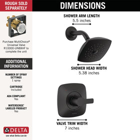 Delta Modern 14 Series matte black valve trim for a cohesive look
