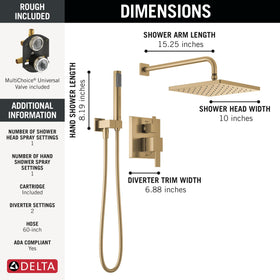 Delta Modern 14 diverter trim for streamlined shower control.