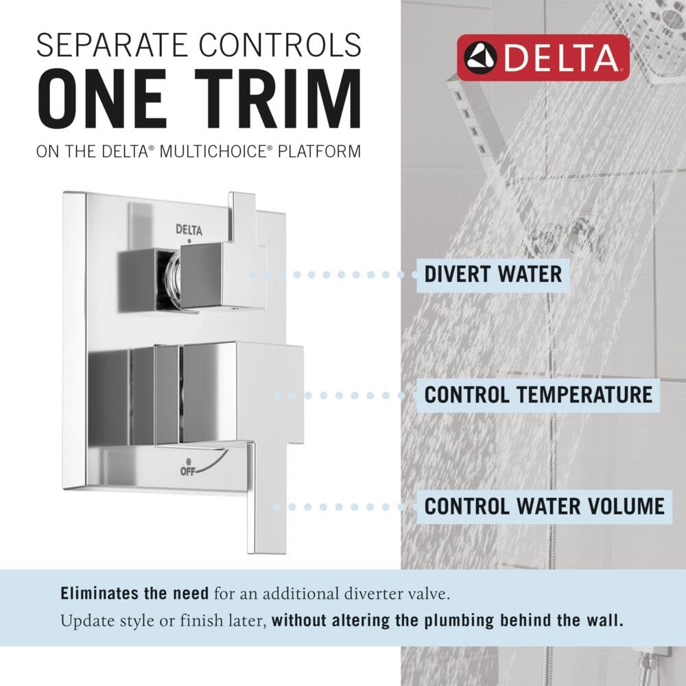 Delta Modern 14 wall mount handheld shower offers flexible rinsing options.