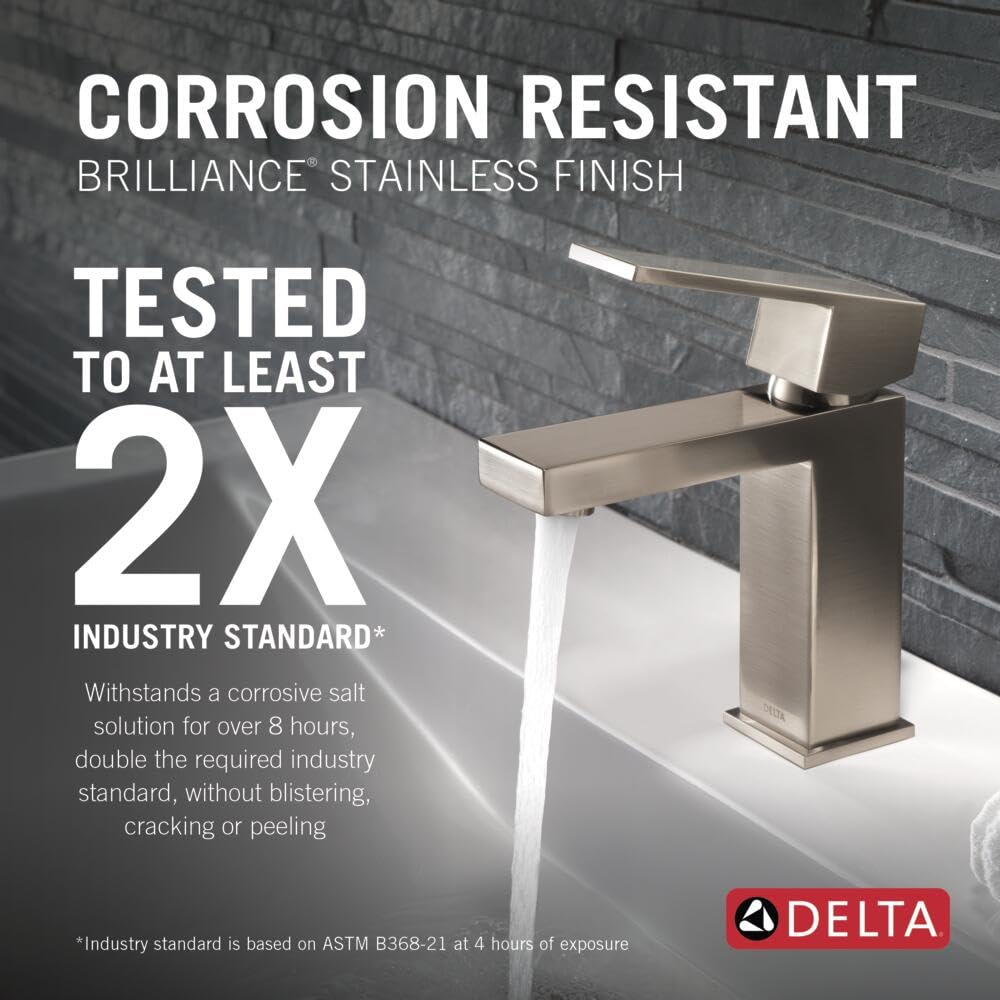 Close-up of Delta faucet valve area highlighting ceramic cartridge performance