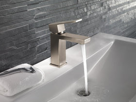 Vanity setup featuring Delta faucet for a contemporary style