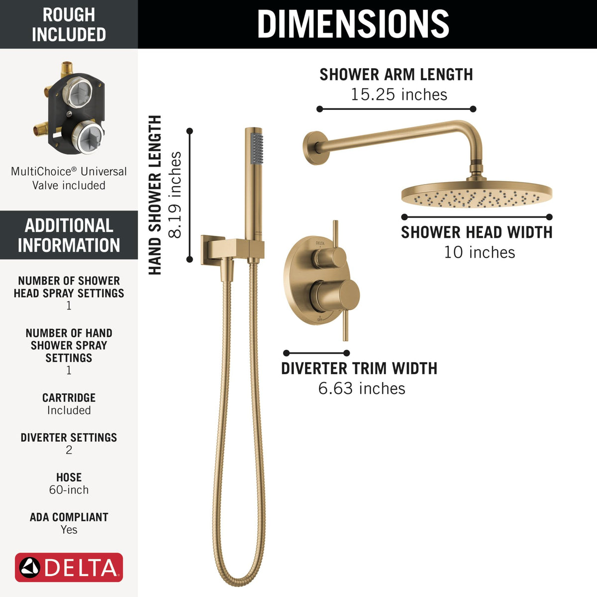 Delta Modern diverter trim in champagne bronze with single control
