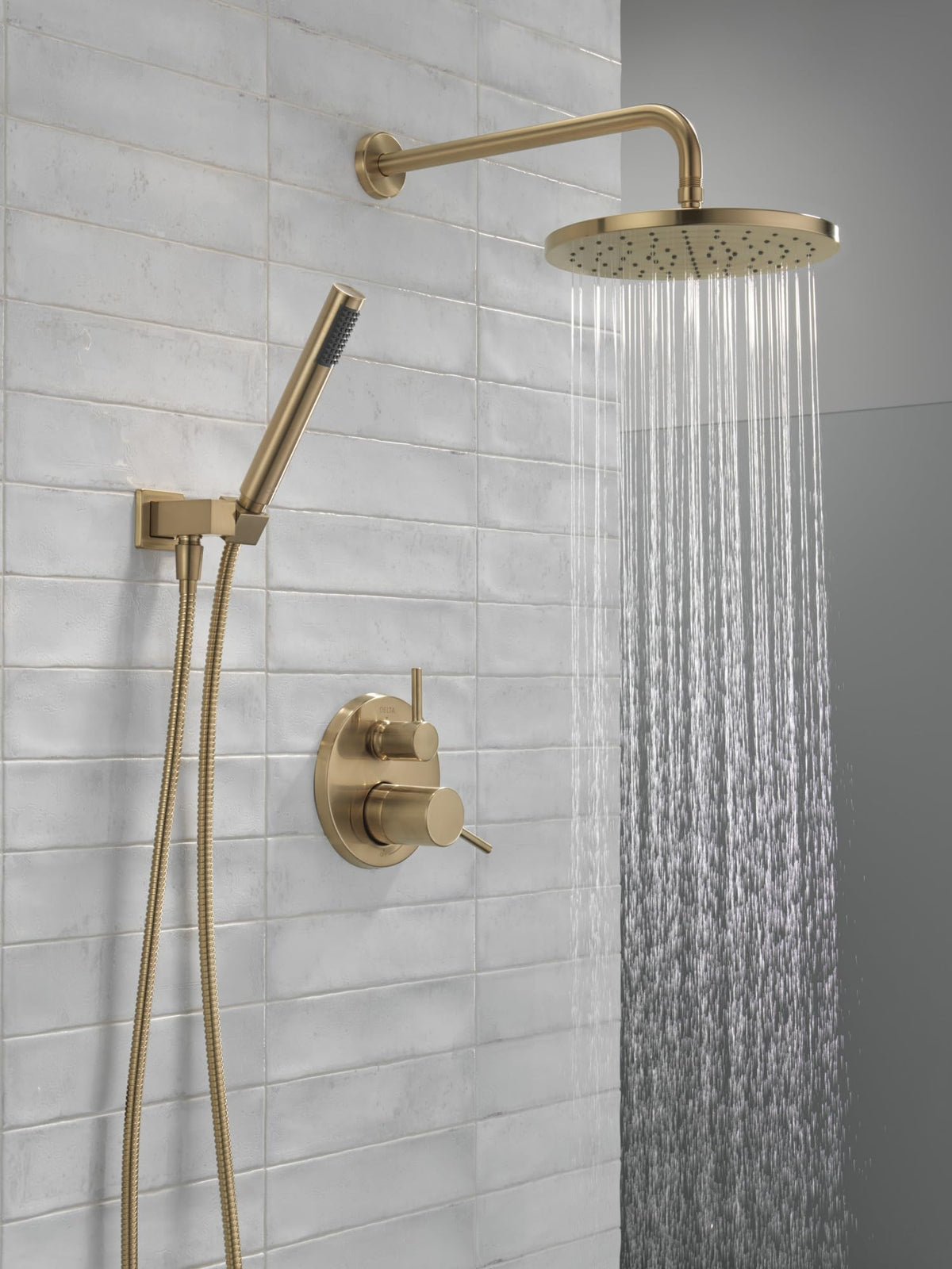 Delta Modern handheld shower in champagne bronze for targeted rinsing