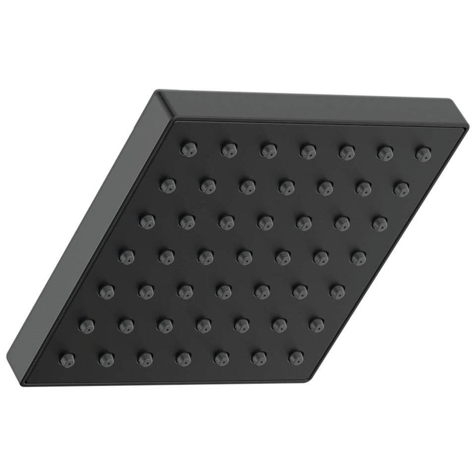 Delta Modern square shower head face with wide full-body spray for even coverage.