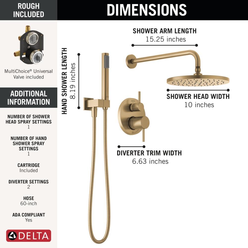 Delta Modern wall elbow in champagne bronze complements installation
