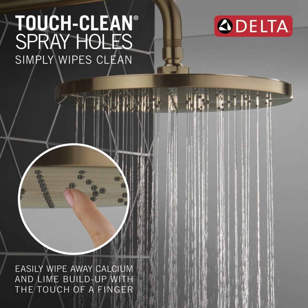 Delta Monitor pressure-balanced valve maintains consistent water temperature.