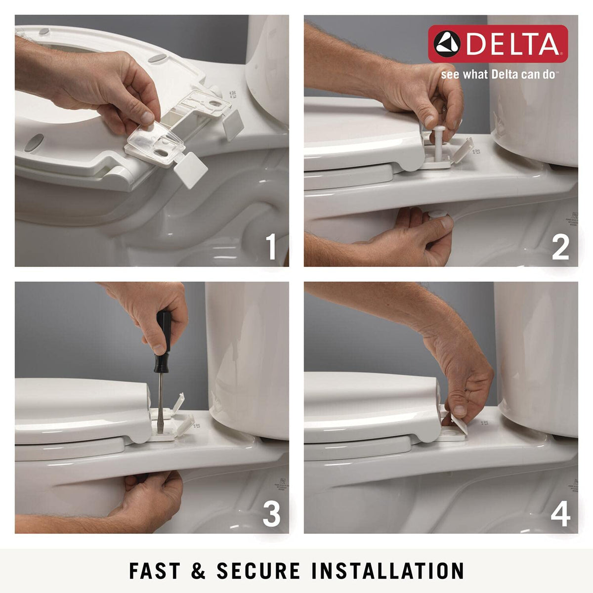 Delta Morgan elongated-toilet fit demonstrating compatibility.