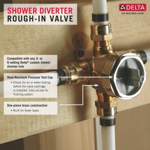 Delta Multichoice rough-in test cap, ready for air or water pressure checks.