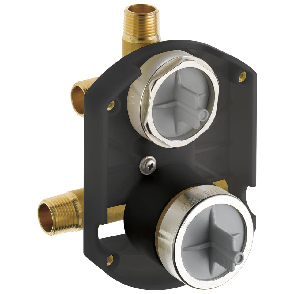 Delta Multichoice universal integrated shower diverter front view for flexible control.