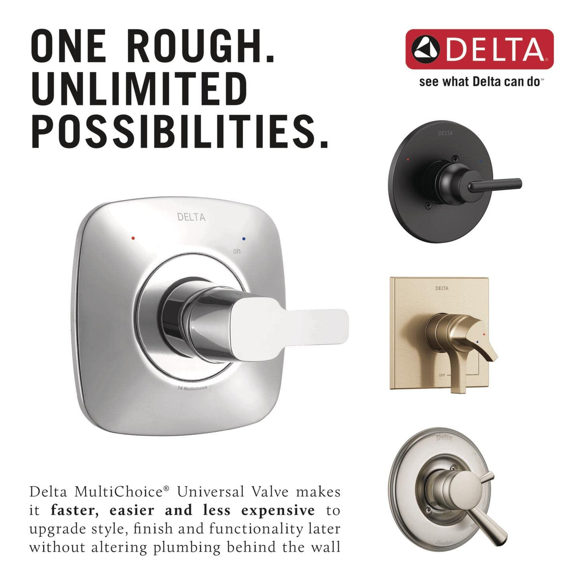 Delta MultiChoice valve assembly illustrates easy upgrade path for showers.