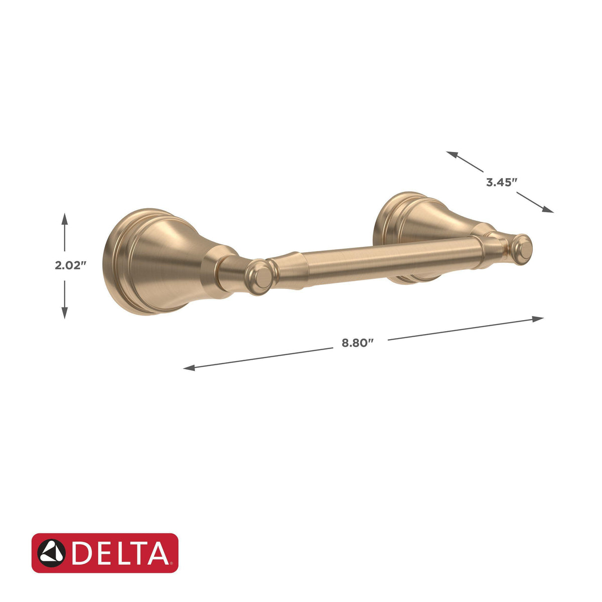 Delta Mylan pivoting tissue holder top view displays slim profile