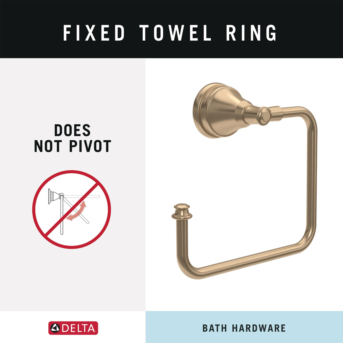 Delta Mylan pivoting toilet paper holder for easy roll changes in a chic finish