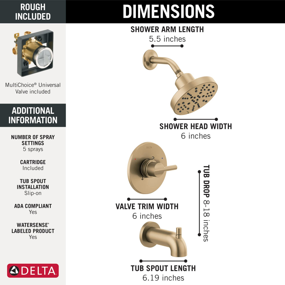 Delta Nicoli champagne bronze valve shows durable finish and reliable performance.