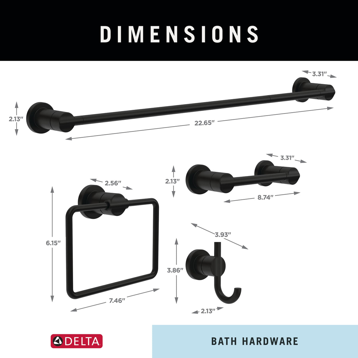 Delta Nicoli bath set in box simplifies DIY installation.
