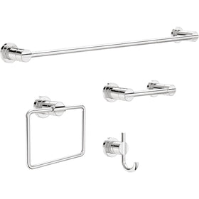 Delta Nicoli bath set on wall-mounted display for space-saving bathroom