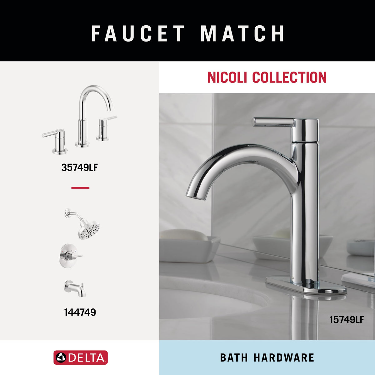 Delta Nicoli toilet paper holder ready for easy reach