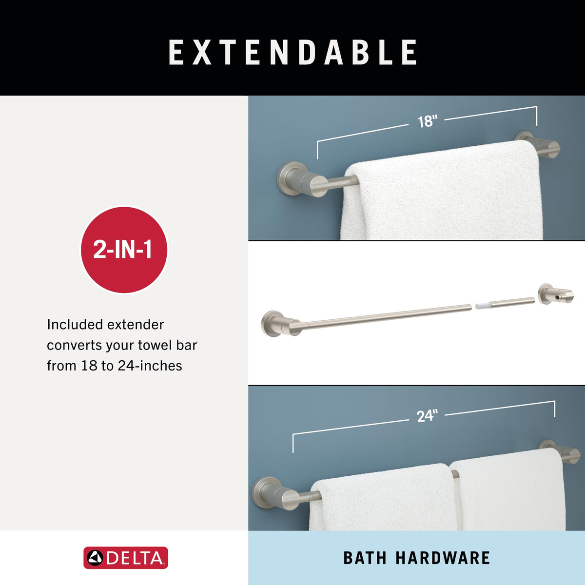 Delta Nicoli square towel ring keeps hand towels neatly within reach