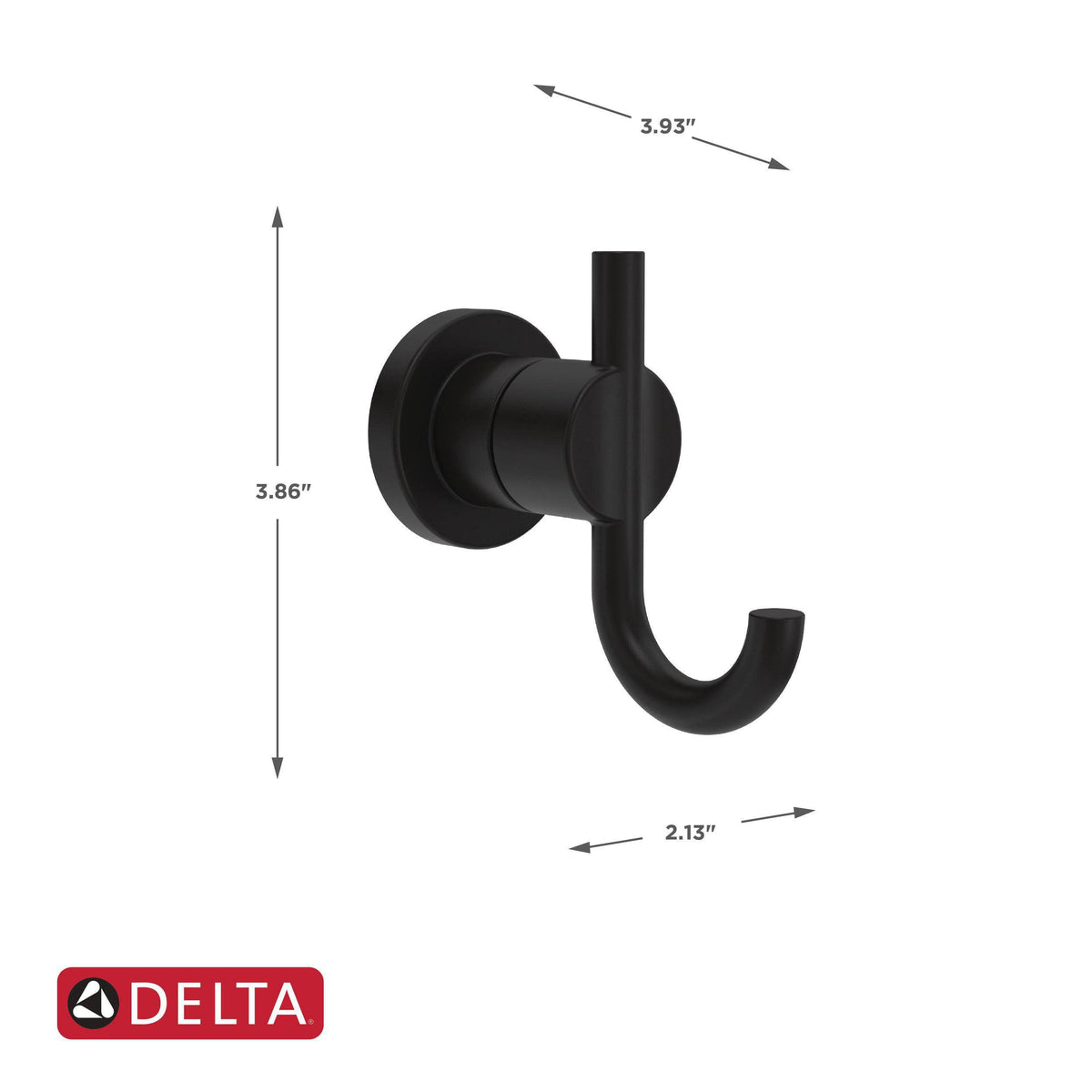 Delta Nicoli wall hook for kitchen and bath in matte black keeps essentials organized.