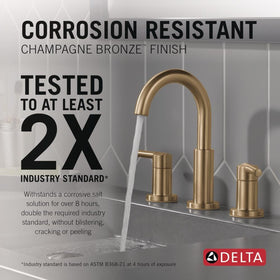 DELTA Nicoli push-pop drain for quick cleanup and easy debris removal.