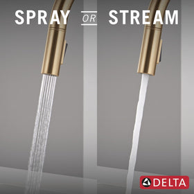 Touch-Clean spray holes on Delta Nicoli simplify mineral buildup removal.