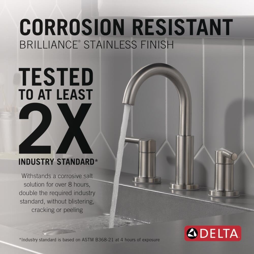 Delta Nicoli handle detail shows smooth operation for daily use