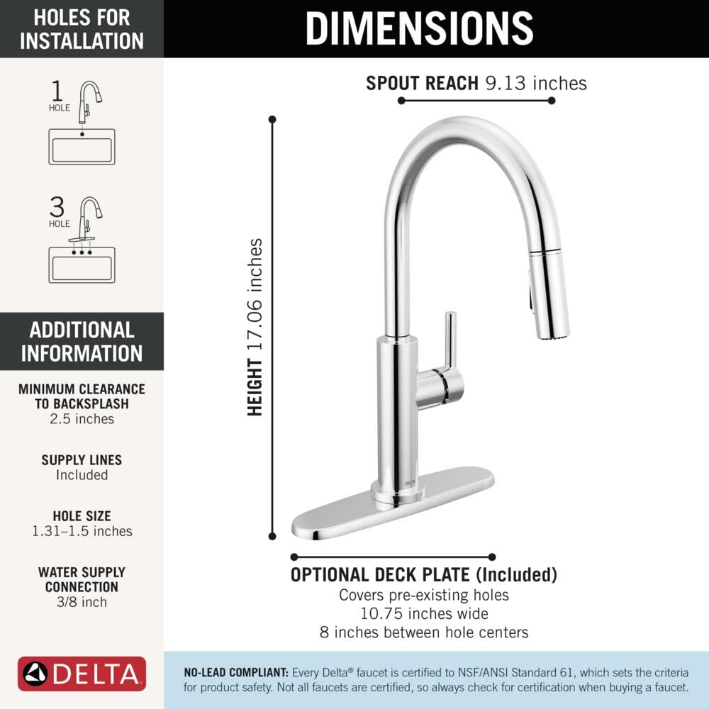 Ceramic disc valve detail on Delta Nicoli chrome faucet