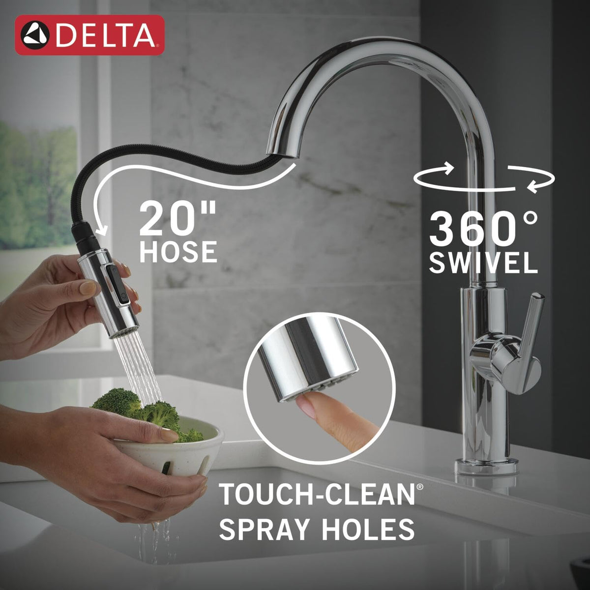 Lifetime warranty and certifications for Delta Nicoli chrome faucet