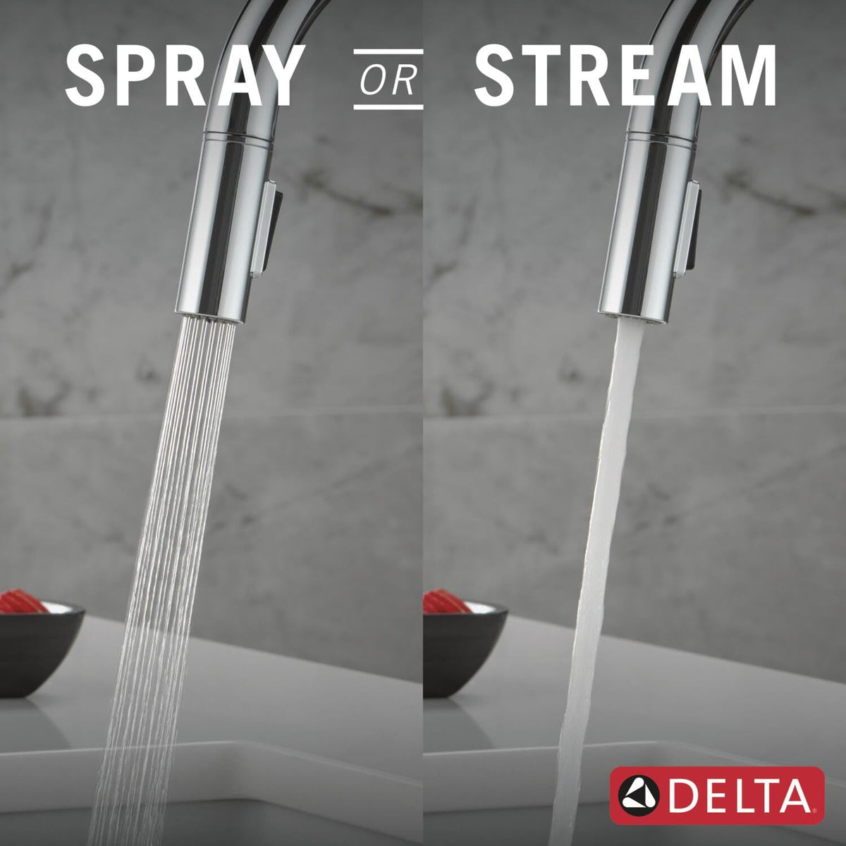 Delta Nicoli chrome faucet Touch-Clean spray holes for easy cleaning