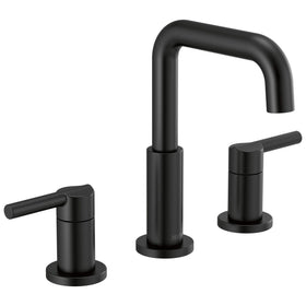 Delta Nicoli matte black full view shows modern faucet style