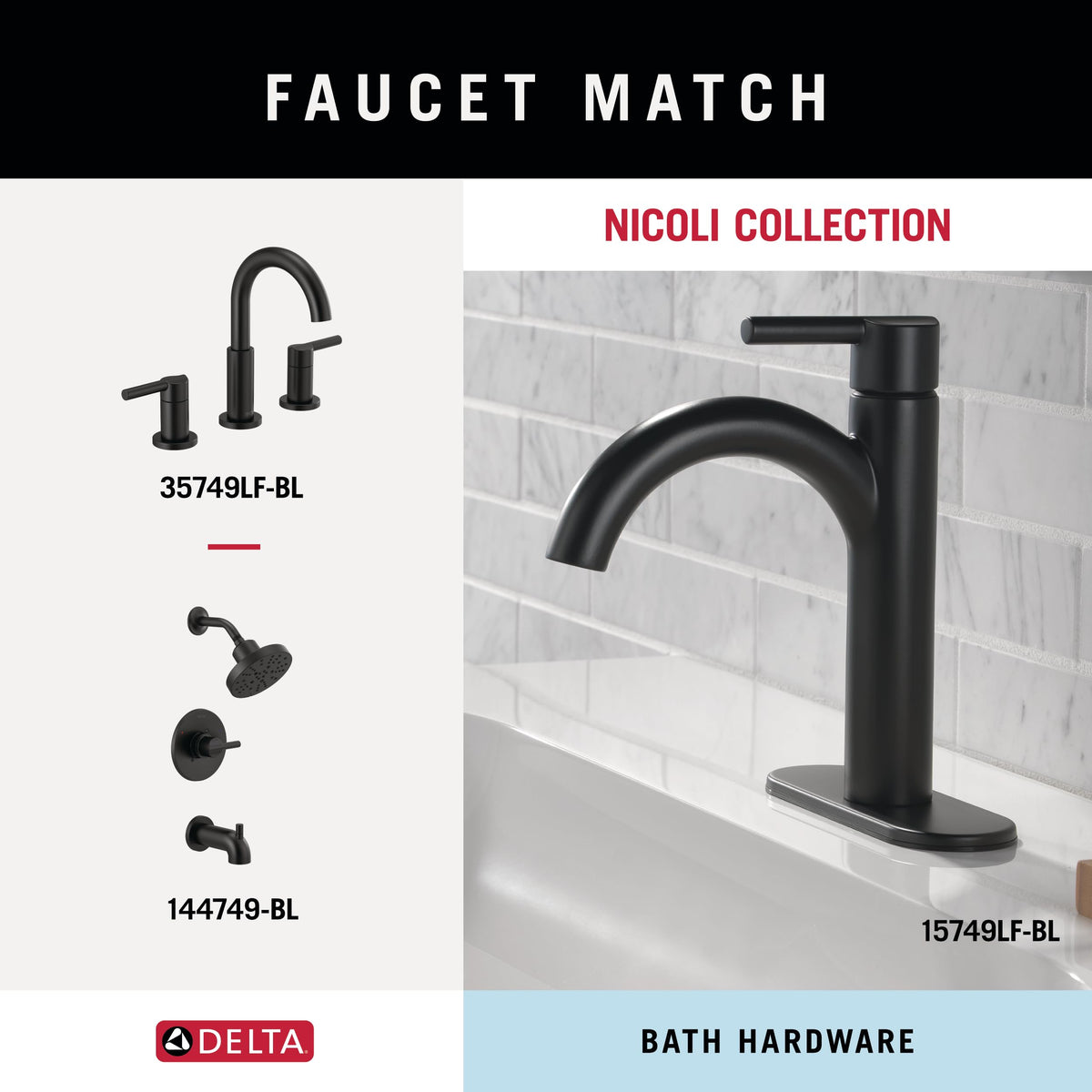 Delta Nicoli hook offers versatile storage for robes or towels.