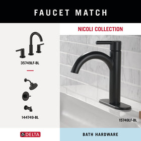 Delta Nicoli hook offers versatile storage for robes or towels.
