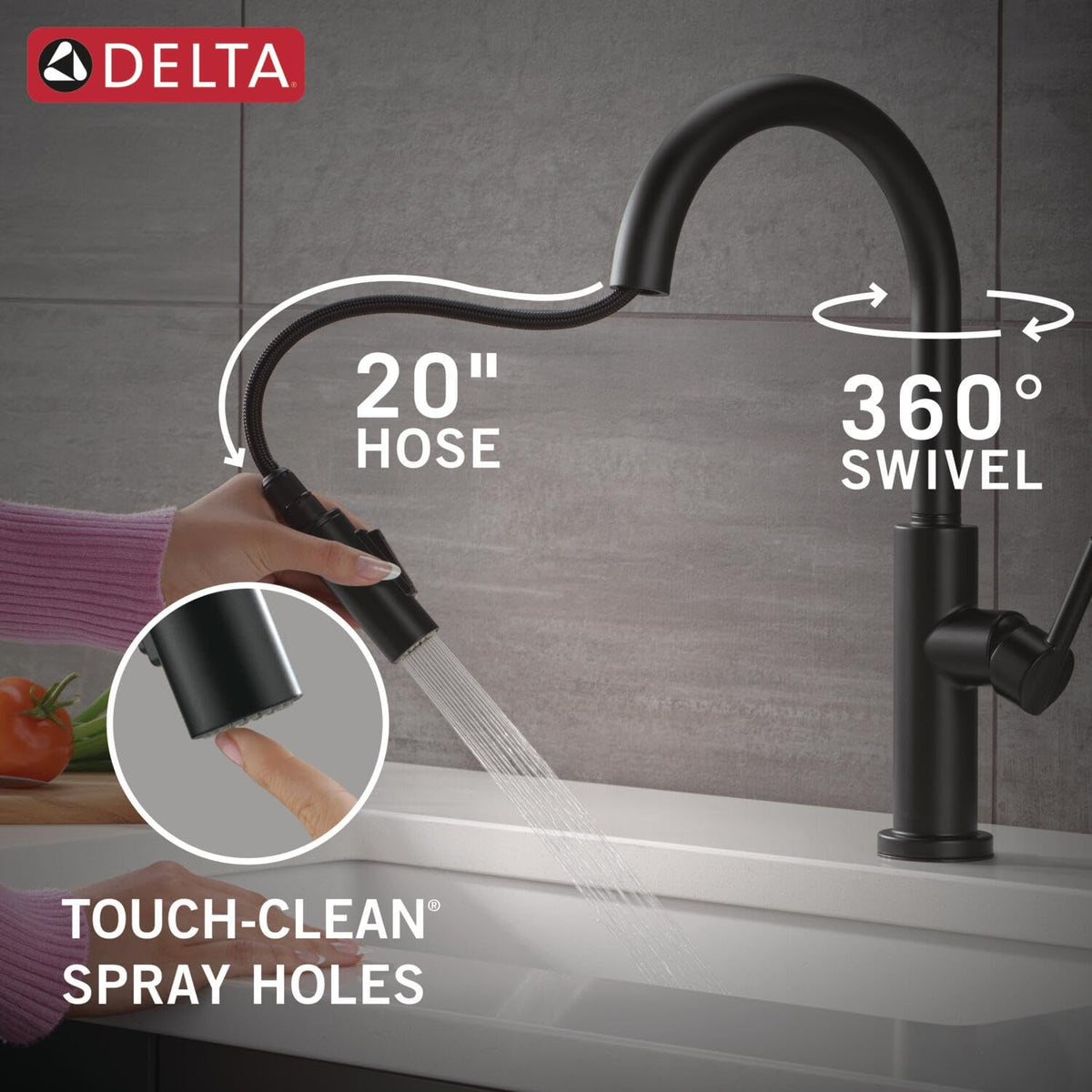 Delta Nicoli corrosion-resistant finish stands up to kitchen conditions over time