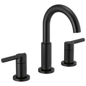 Delta Nicoli matte black bathroom faucet with 3-hole spread for a sleek, easy installation.