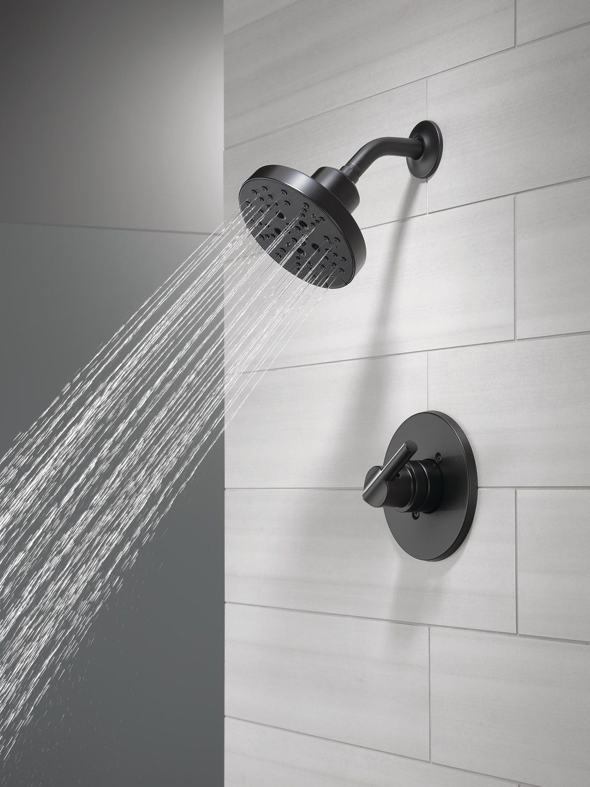 Delta Nicoli matte black finish close-up showing modern finish and texture