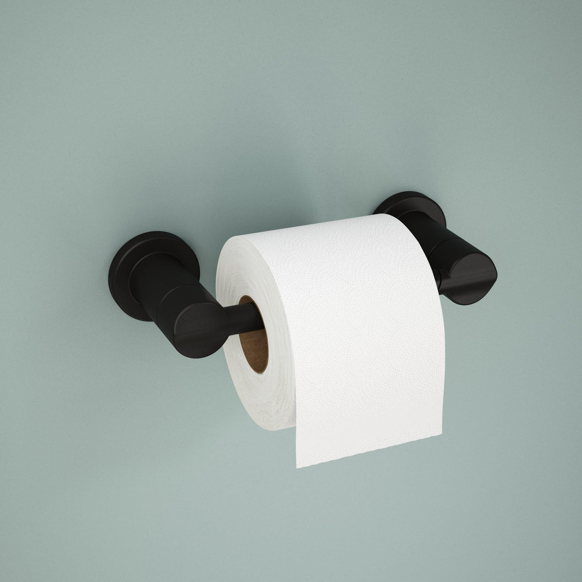 Delta Nicoli matte black finish adds bold style to bathroom decor.