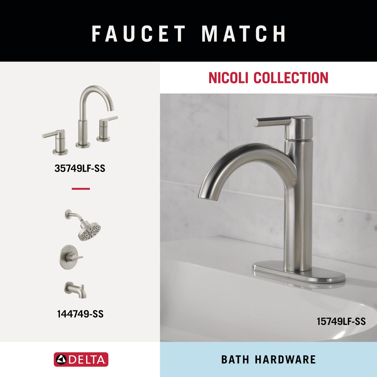 Delta Nicoli SpotShield hook for robes or towels near the shower.