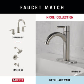 Delta Nicoli SpotShield hook for robes or towels near the shower.