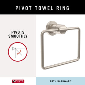 Delta Nicoli SpotShield towel ring for neat hand towel organization.