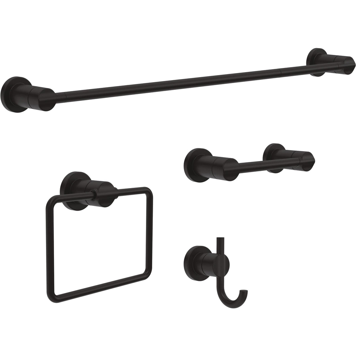 Delta Nicoli towel hook closeup in matte black shows corrosion-resistant finish.