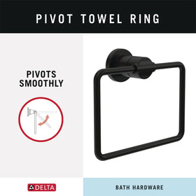 Delta Nicoli towel ring keeps hand towels neatly within reach.