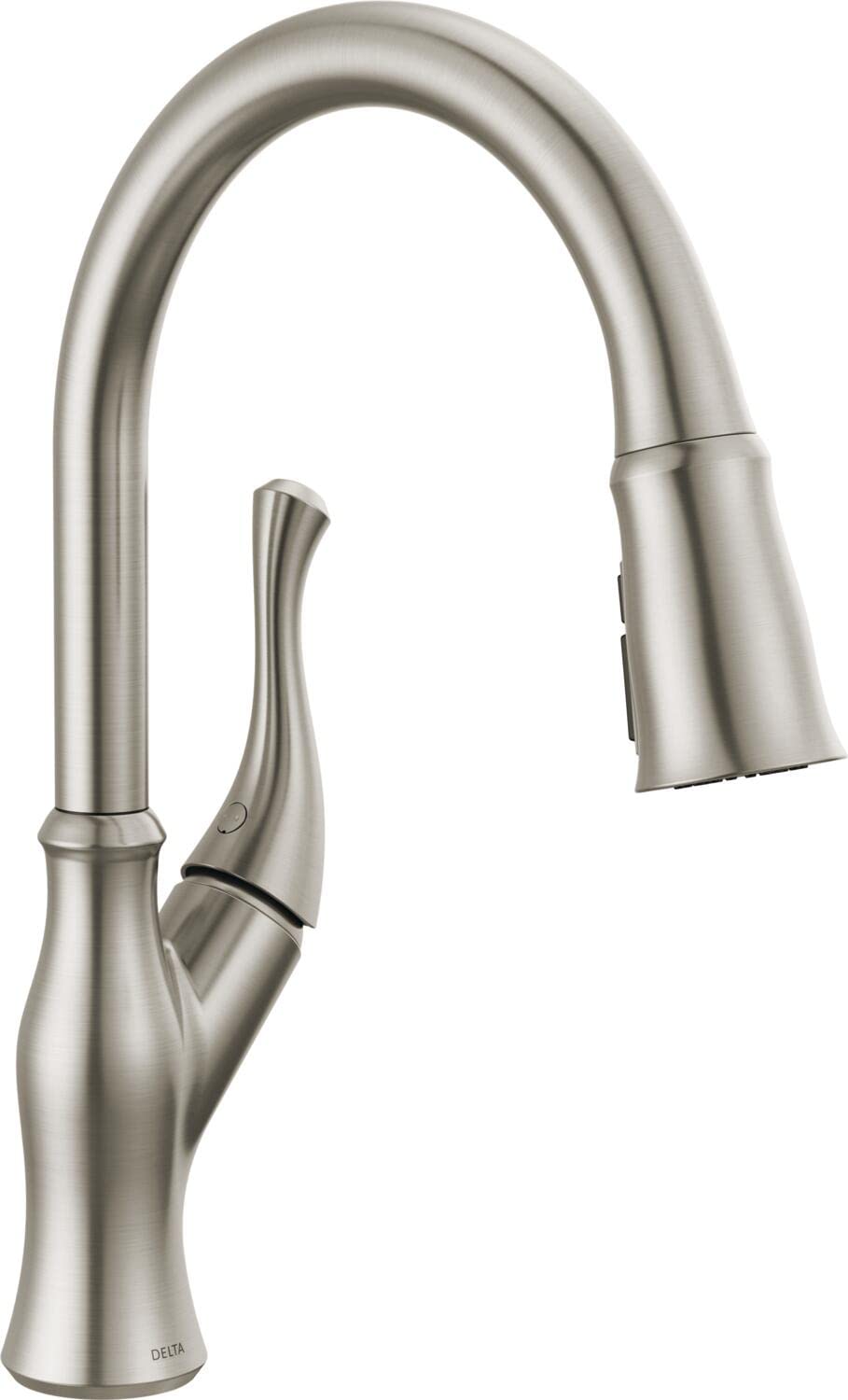 Delta Ophelia faucet with pull-down spray in brushed nickel for precise rinsing