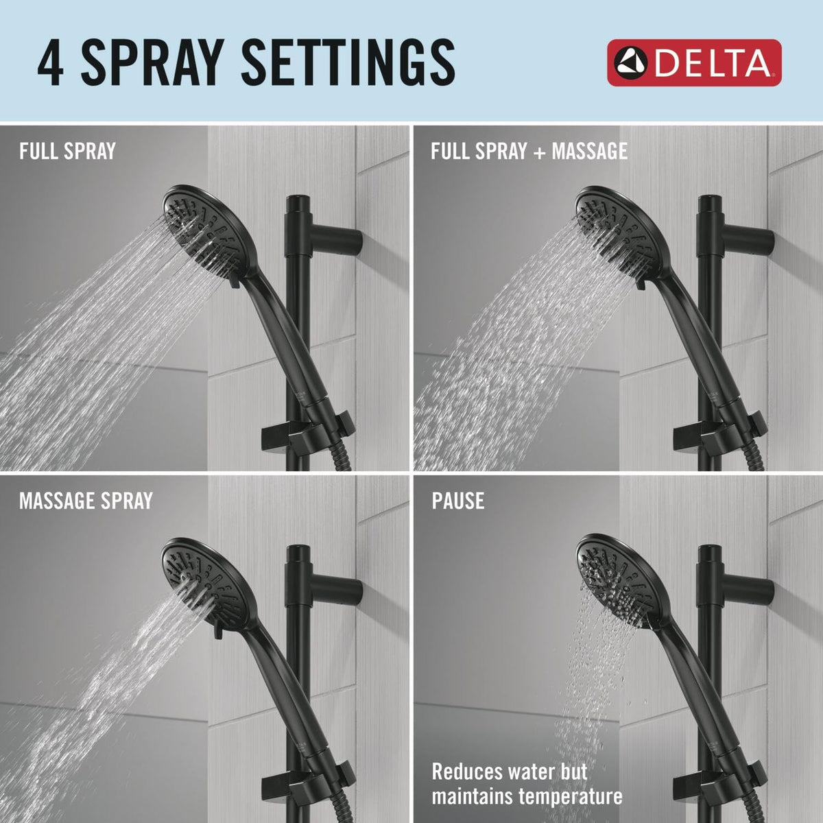 Delta pause setting provides convenient shaving and targeted rinsing control