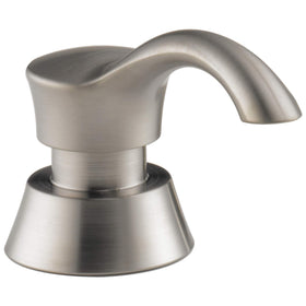 Delta Pilar Soap Dispenser with top-fill bottle for easy, mess-free refills.
